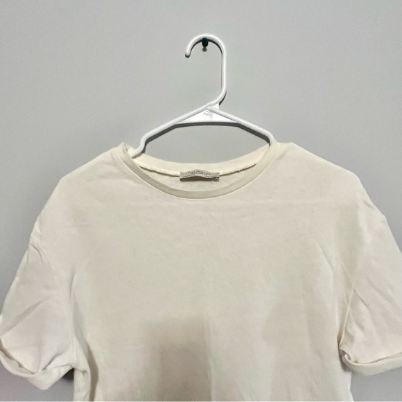 Zara white short sleeve asymmetrical fringe top - Picture 12 of 16